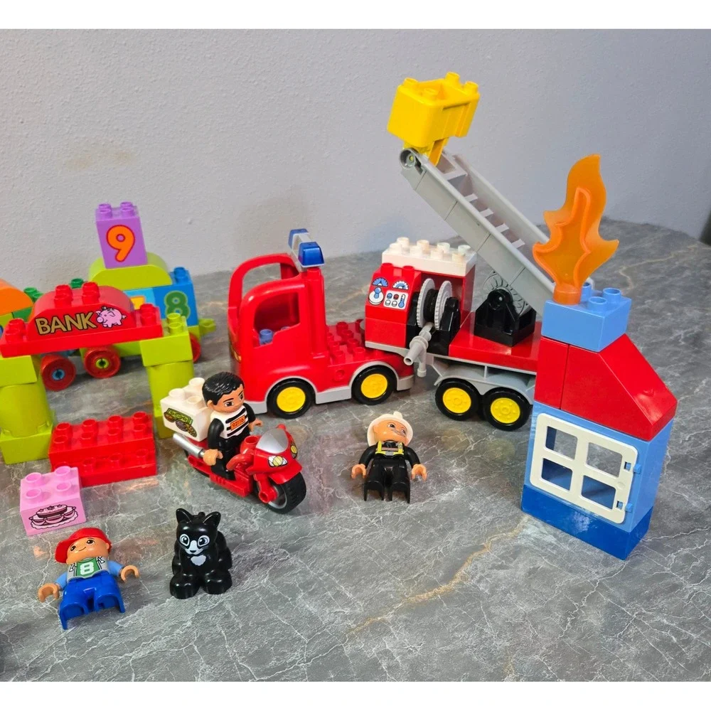 Lego Duplo Set Bundle 10532 Police 10847 Number Train 10592 Fire Truck City Lot